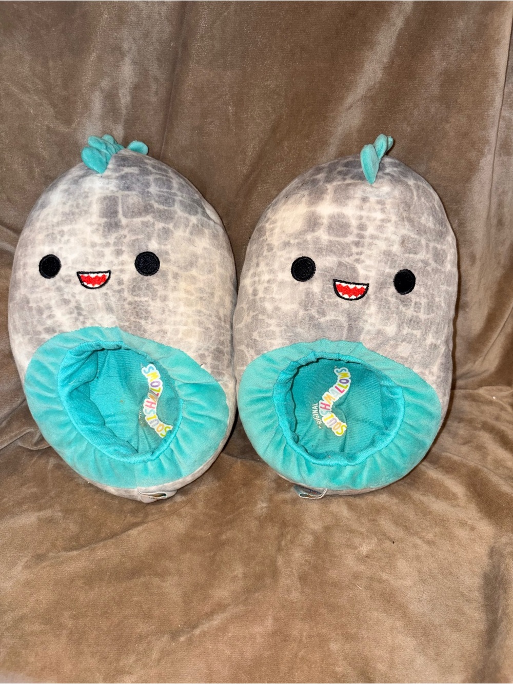 Squishmallows Chuey the Dinosaur Plush Slip-On House Slippers